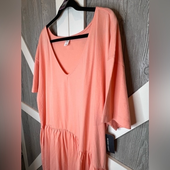 396. NWT Melrose & Market Organic Cotton Seamed T-Shirt Dress in Coral Amber 2X - Picture 2 of 8